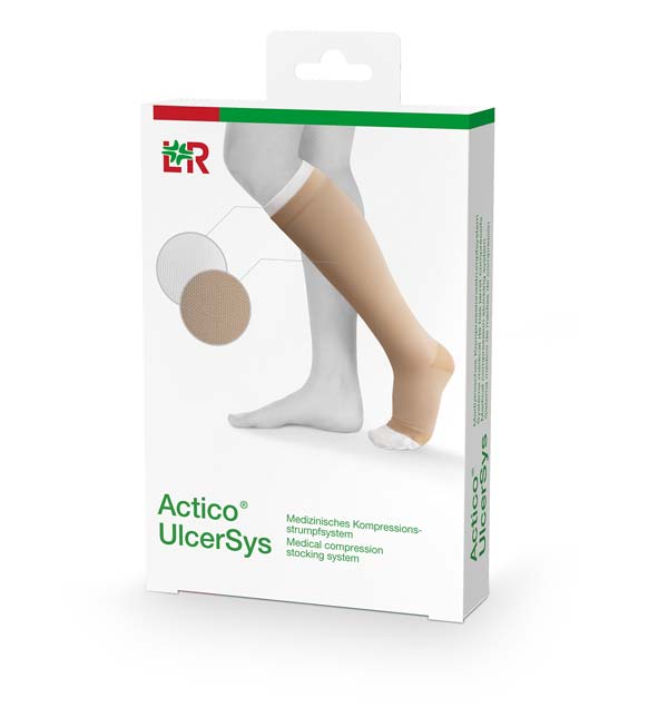 Actico UlcerSys System Lang - Kompressionsstrumpfsystem, Farbe sand/weiß