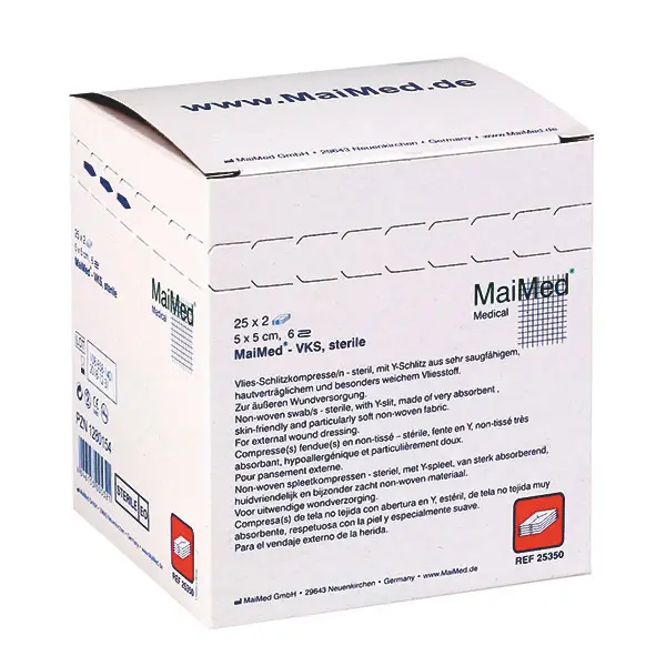 Maimed Vlies-Schlitzkompressen- Gebrauchsfertige Kompressen mit Y-Schlitz, steril, 5 x 5cm