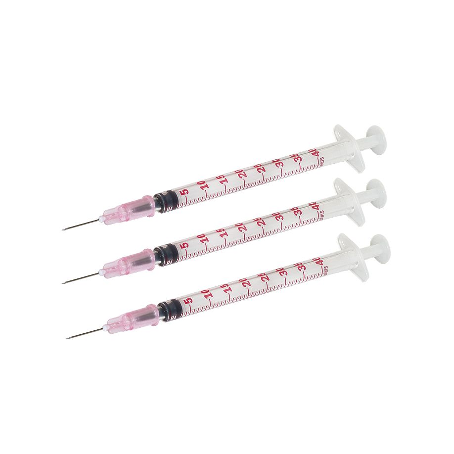 Dispomed Einmalspritzen Insulin mit Kanüle - 3tlg Spritzen ohne Restvolumen mit Spardorn