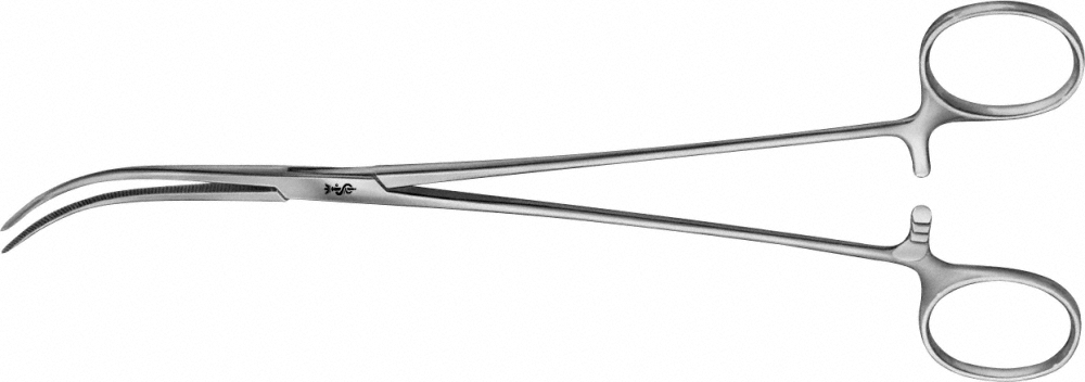 Aesculap OVERHOLT-MIXTER Präparier- u. Fadenklemme, 20,5 cm - gebogen, Maul gerieft