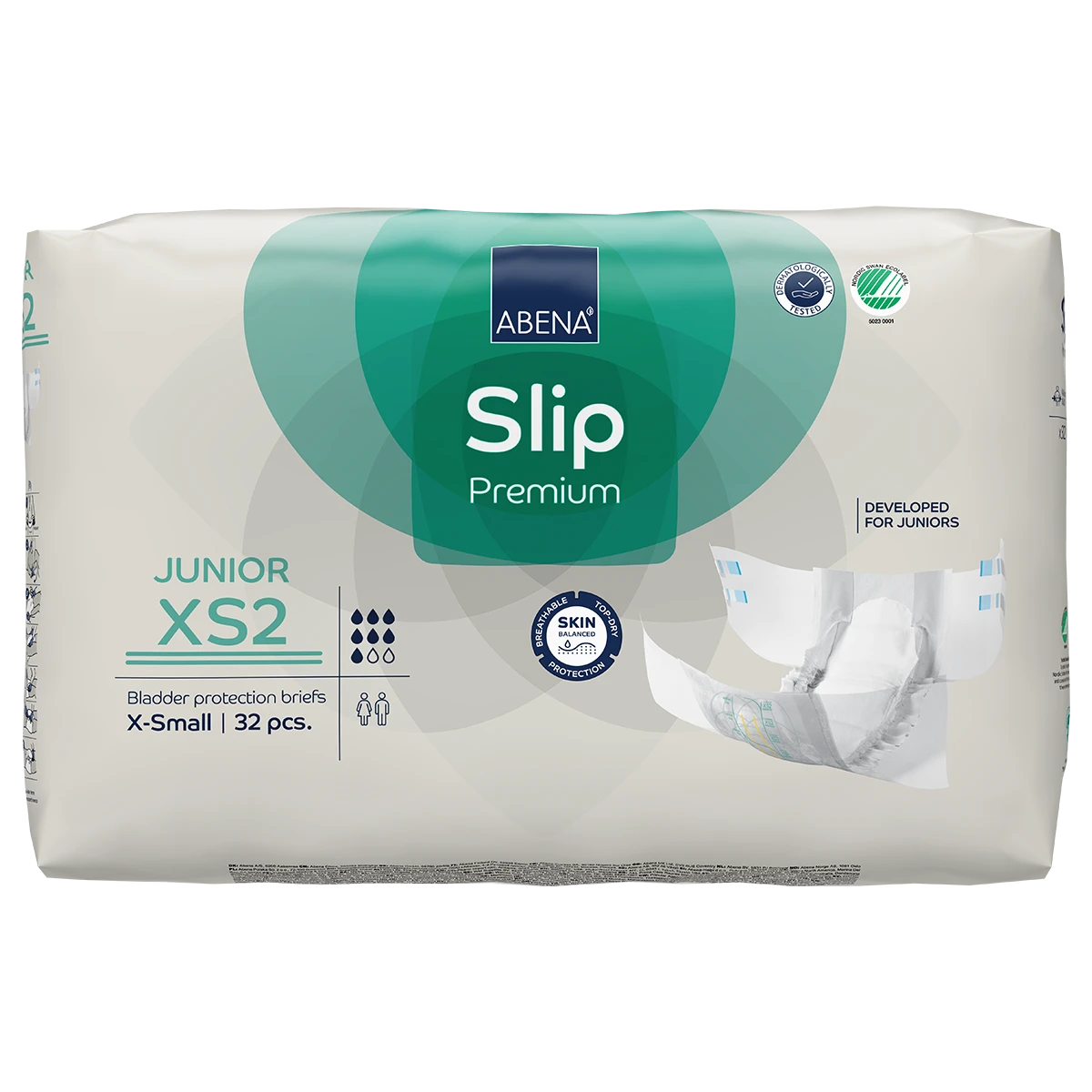 ABENA Slip Junior Premium XS2 - Kinder-Inkontinenzwindeln, Hüftumfang 40-60 cm, 32 Stück