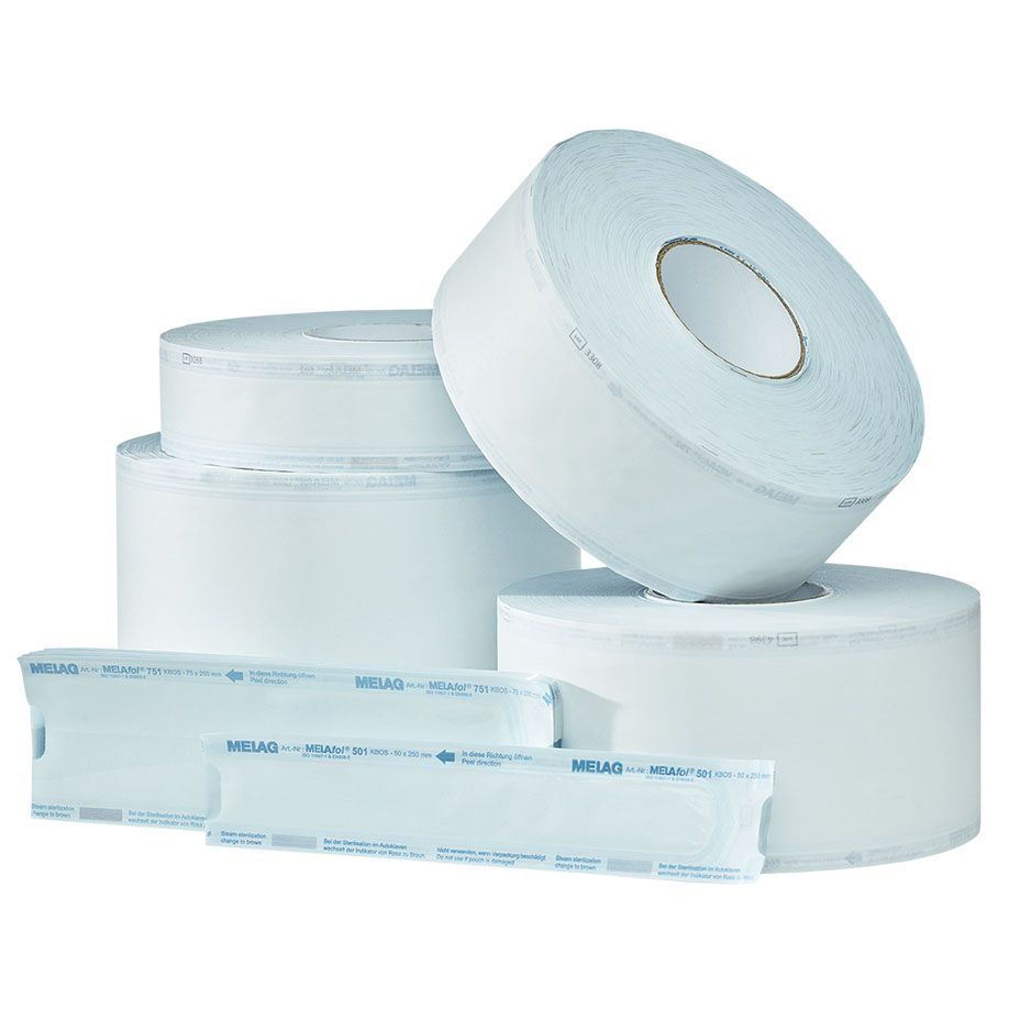 MELAfol Klarsicht-Sterilisierverpackung - 1 Rolle, Mit Behandlungsindikator blau > braun