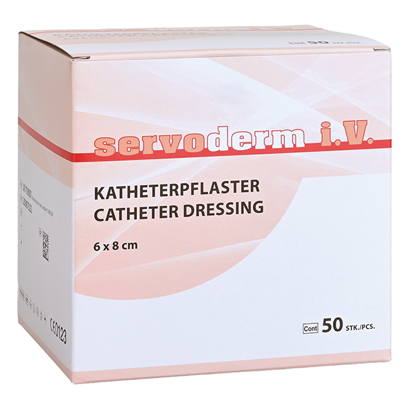 Servoderm I.V. Katheterpflaster/Kanülenfixierung, 8 x 6 cm - Steriles Pflaster mit Wundpad