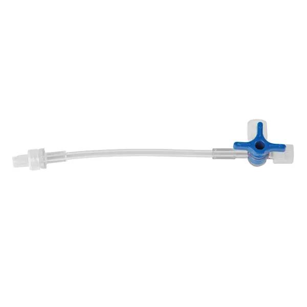 Dreiwegehahn Discofix-3 mit Verbindungsleitung - Blau, 10 cm