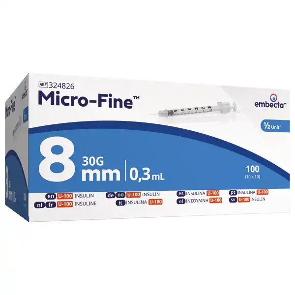 Embecta Micro-Fine Insulinspritzen - sterile Einmalspritze mit eingeschweißter Kanüle