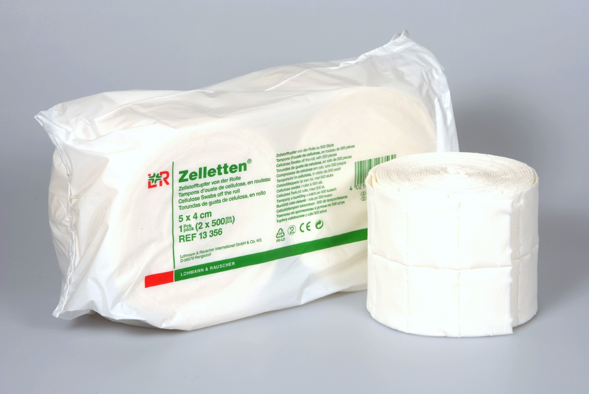 Zelletten Zellstofftupfer - 5 x 4 cm 2 Rollen mit 500 Tupfer Hochgebleichter Zellstoff