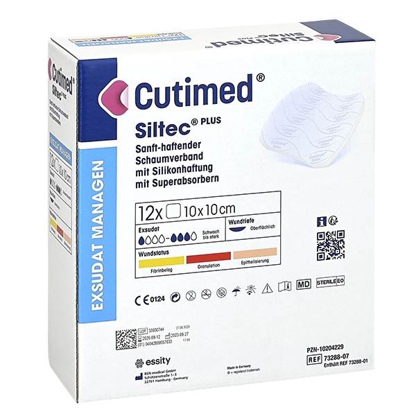 Cutimed Siltec Plus - Superabsorbierender Silikonschaumverband, steril, haftend