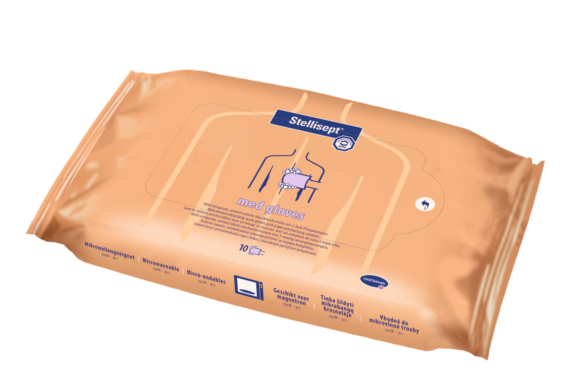 Hartmann Stellisept med gloves - Gebrauchsfertiger hygienischer Waschhandschuhe