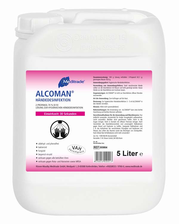 Alcoman Händedesinfektionsmittel - Hygienische, chirurgische Händedesinfektion