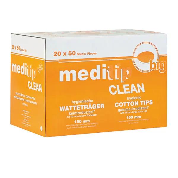 Hygienische Watteträger Big, keimreduziert - Ideal zum Tupfen, Säubern und Jodieren