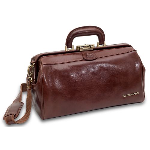 CLASSY deluxe Arzttasche - Aus braunem Leder,  36 x 21 x 20 cm, Volumen ca. 12 Liter