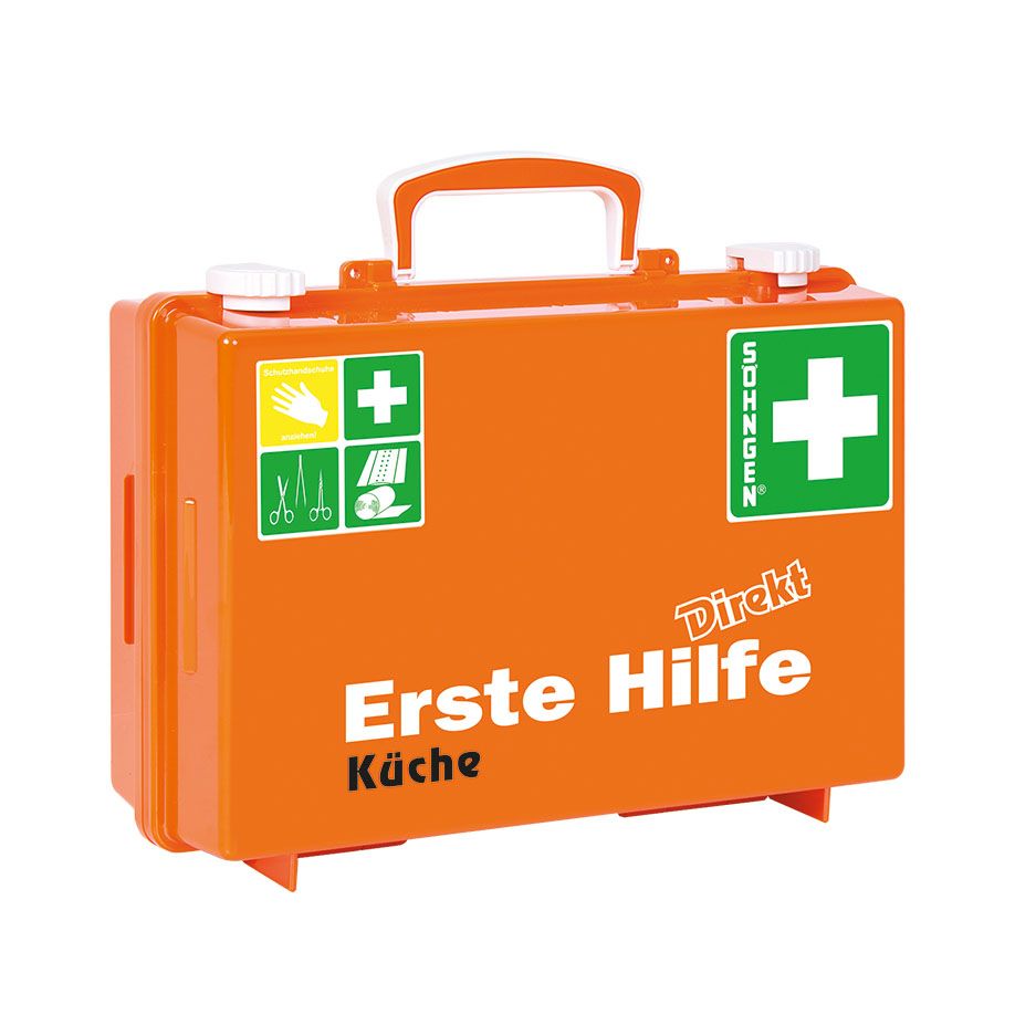 Erste Hilfe Koffer Direkt "Küche" - Mit Norm-Inhalt nach DIN 13157, inkl. Wandhalterung