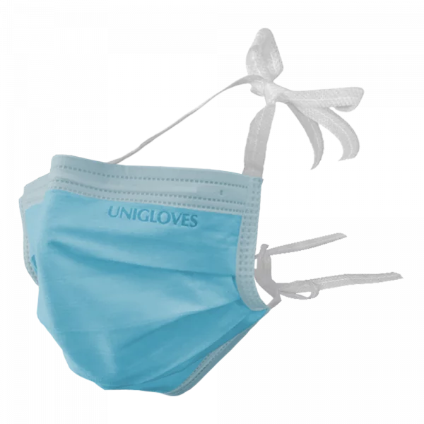 Unigloves OP-Mundschutz-Basic - 50 Stück 3-Lagig Typ II R zum Binden Formbarer Nasenbügel