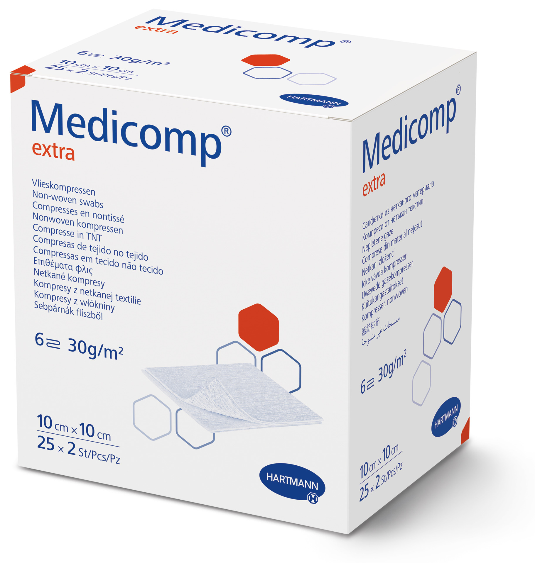 Hartmann Medicomp Extra - Steril, 25 x 2 Vlieskompressen, sechsfach gelegt extra Saugfähig