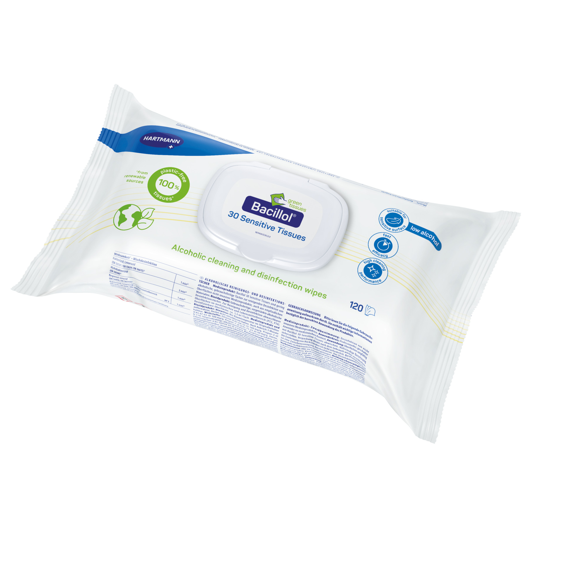 Bacillol 30 Sensitiv Green Tissues - alkoholische Reinigungs- u. Desinfektionstücher