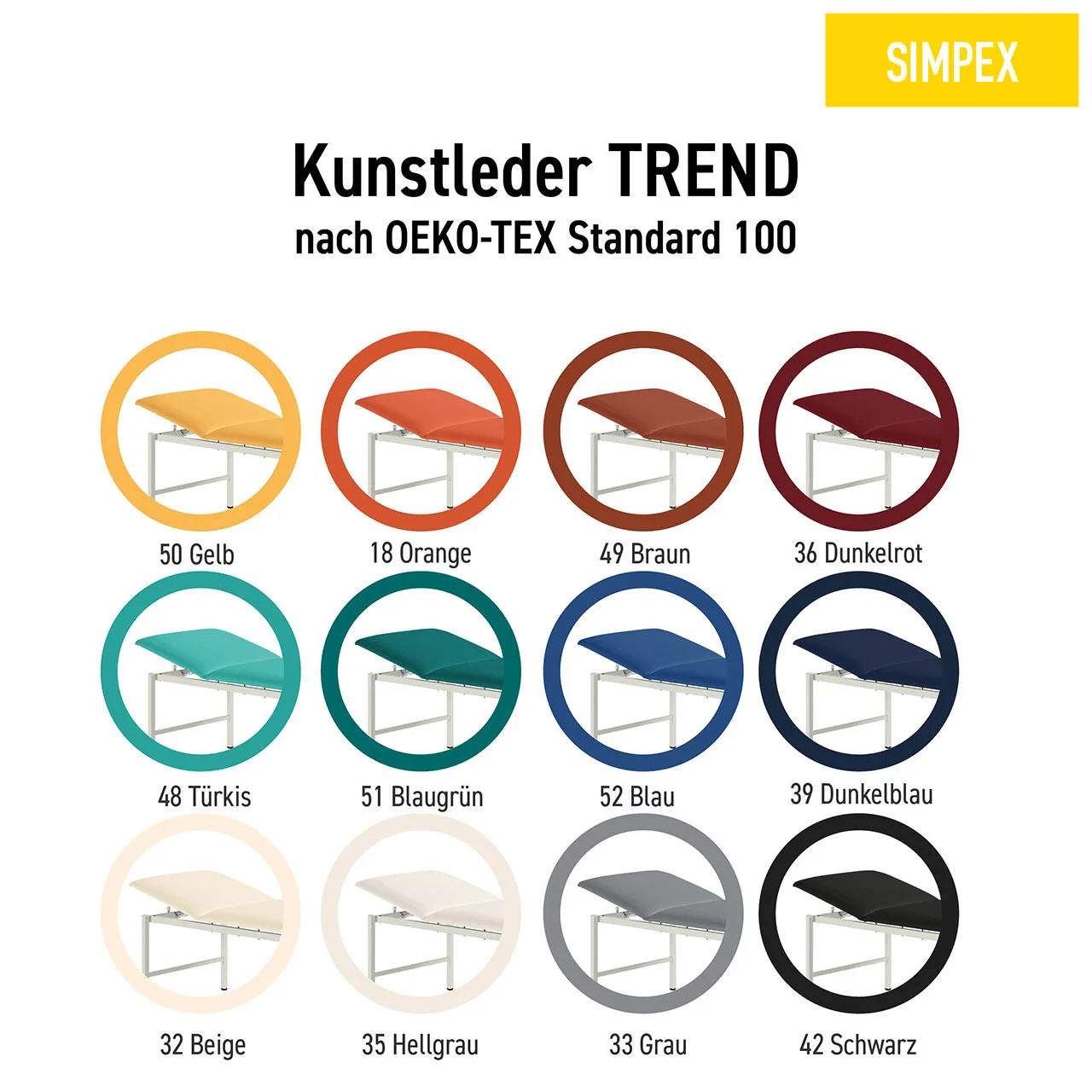 MEDI-LUX Mobil Multifunktionsliege, Polster Classic - Breite 80cm, Mit Rollen, Lederimitat