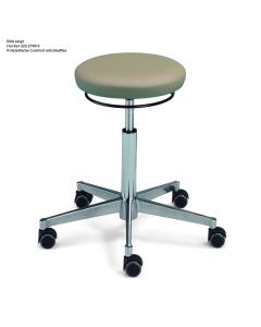 Drehhocker - Bezug Kunstleder Classic, Mit gebremsten Doppelrollen für glatte Böden
