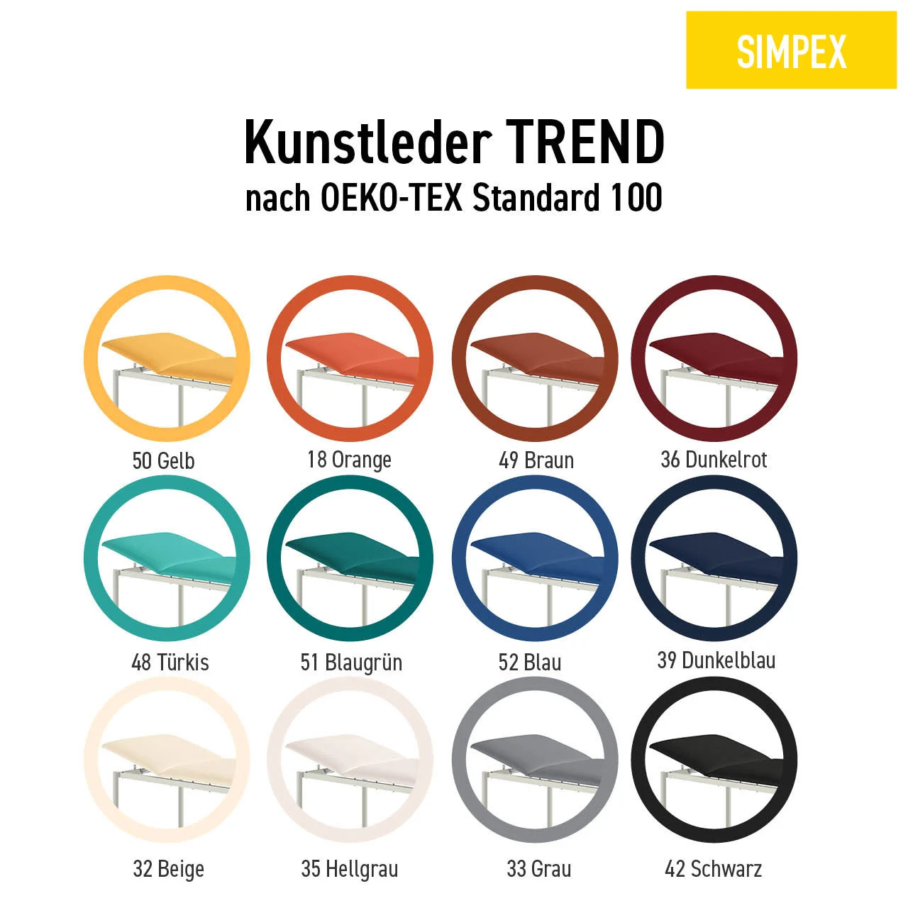 RONDO-MED Classic Multifunktionsliege, Polster Kunstleder - Feststehend, Breite 80 cm