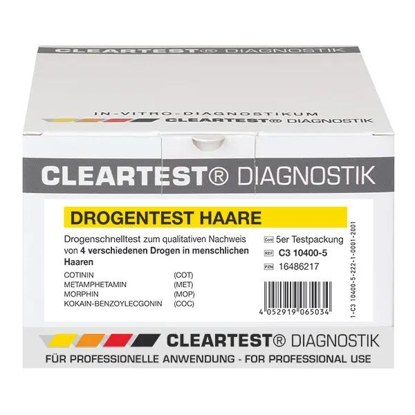 Cleartest Drogentest Haare - 4-in-1 (Cotinin, Metamphetamin, Morphin, Kokain), Zeit: 5 Min