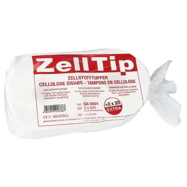 Zelltip Zellstofftupfer - Großpackung, 2 Rollen mit je 520 Tupfern, unsteril