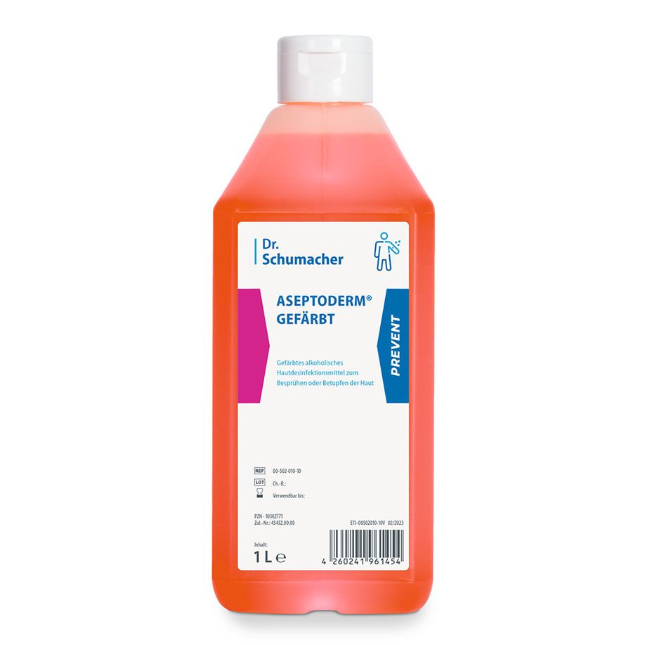 Aseptoderm gefärbt  1 L - Gebrauchsfertiges, alkoholisches Hautdesinfektionsmittel