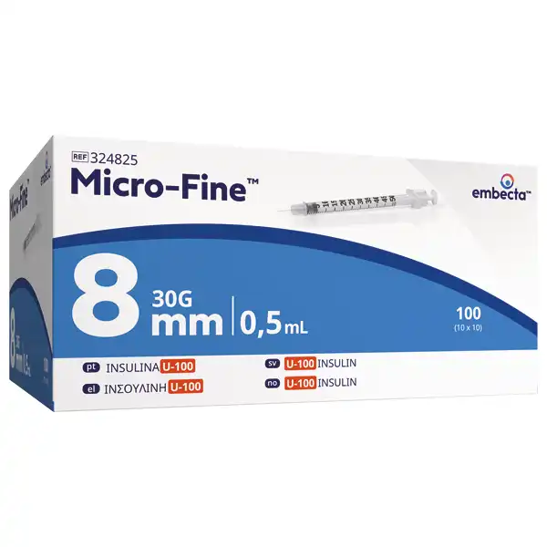 Embecta Micro-Fine Insulinspritzen - sterile Einmalspritze mit eingeschweißter Kanüle
