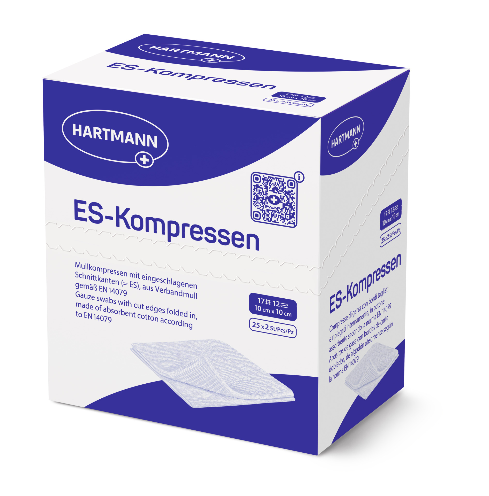 Hartmann ES-Kompressen 12-fach und 17 fädig- Sterile Mullkompressen in Klinikpackung