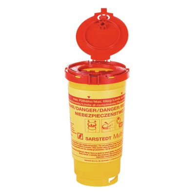 Kanülenentsorgungsbox Multi-Safe twin + - Biohazardkennzeichnung