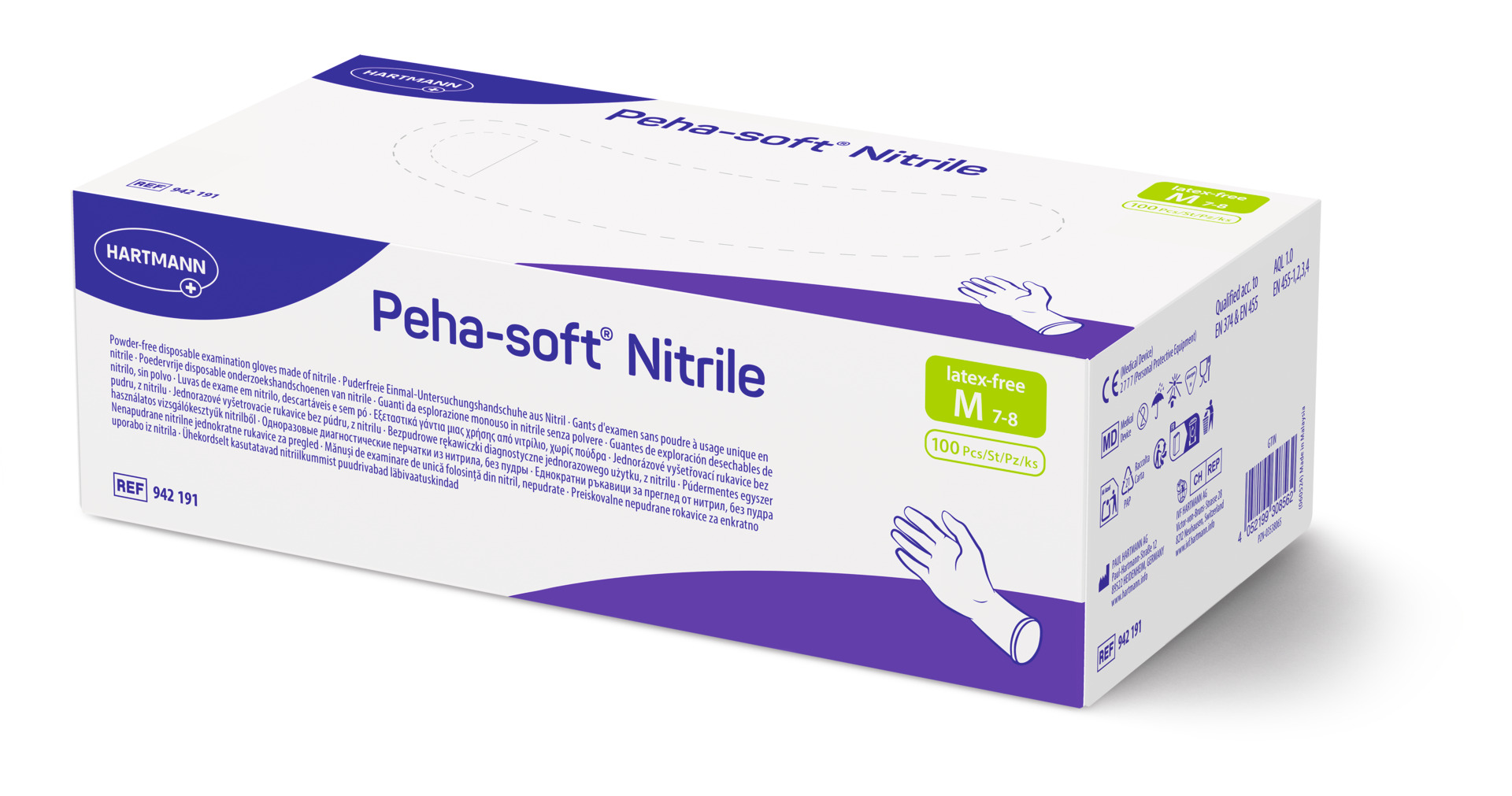 Hartmann Peha-soft Nitrile - Puderfreie und latexfreie Untersuchungshandschuhe Unsteril