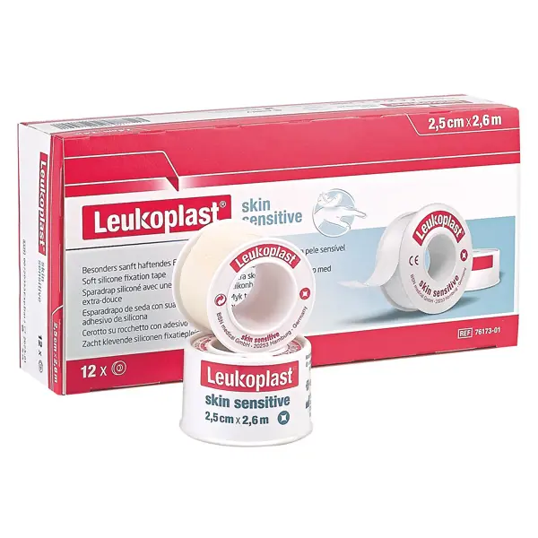 Leukoplast Skin Sensitive Fixierpflaster ohne Schutzring - hautfreundlich, atmungsaktiv