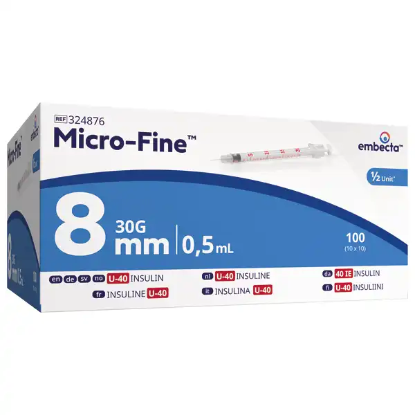 Embecta Micro-Fine Insulinspritzen - sterile Einmalspritze mit eingeschweißter Kanüle