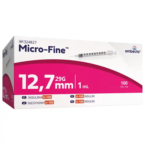 Embecta Micro-Fine Insulinspritzen - sterile Einmalspritze mit eingeschweißter Kanüle