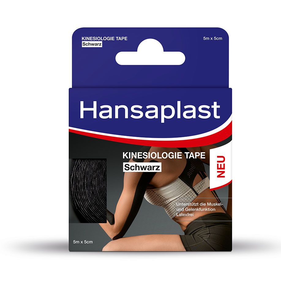 Hansaplast Sport Kinesiologie Tape - 5 cm x 5 m, schwarz, wasser- und schweißresistent