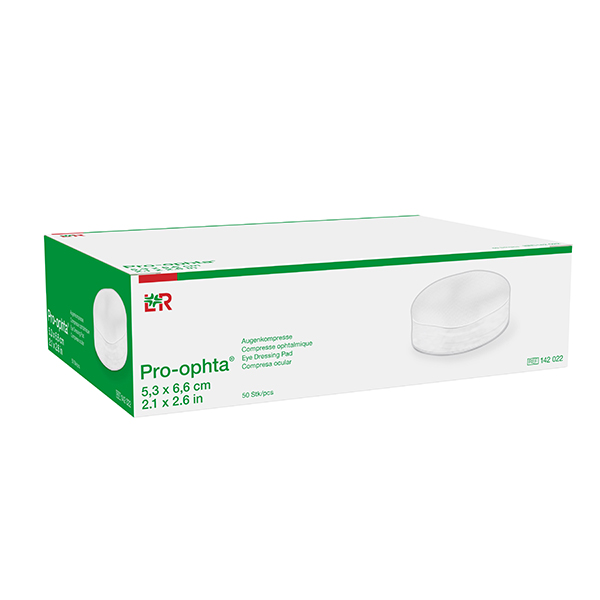Pro-ophta Augenkompressen 5,3 x 6,6 cm - 50 Stück oval unsteril, aus Augenwatte
