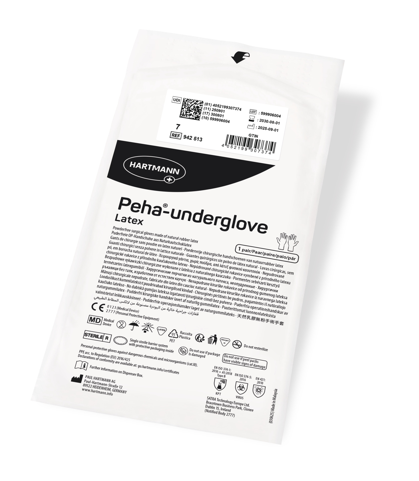 Hartmann Peha-underglove latex - Sterile und puderfreie Einmal-OP-Handschuhe Grün