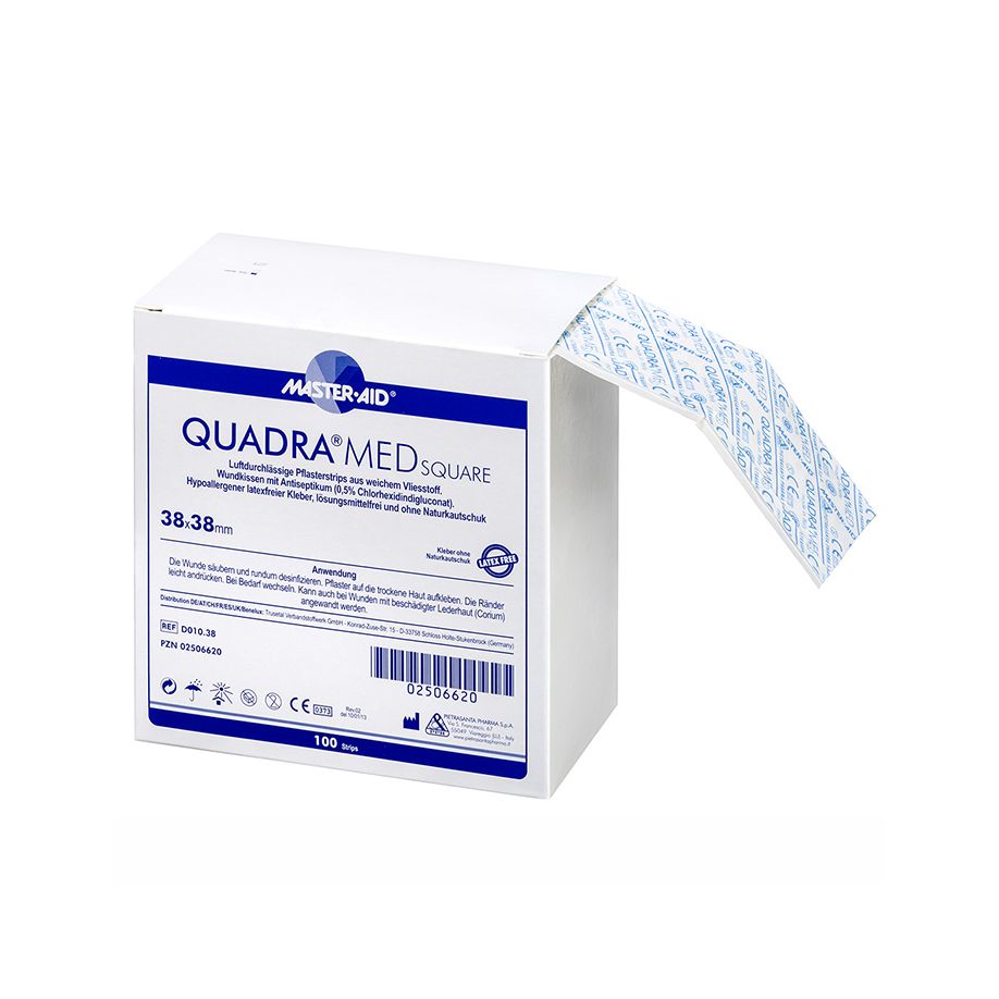 Quadra Med Square  38 x 38 mm - Vlies-Wundverband mit Antiseptikum Chlorhexidindigluconat