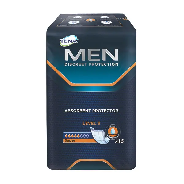 Tena Men Einlagen - Anatomisch geformt, hautfreundlicher Vliesstoff, hochsaugfähig