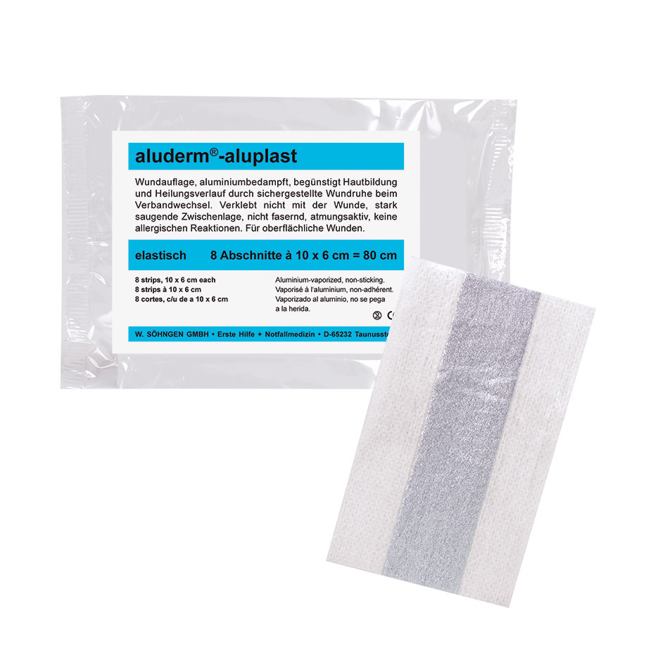 Aluderm-Aluplast - Pflaster mit aluminiumbedampfter Wundauflage, 8 Abschnitte