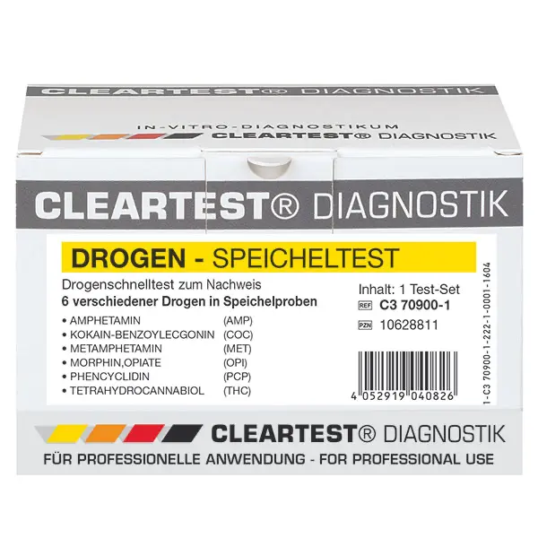 Cleartest Drogen-Speicheltest - Nachweis von AMP/MET/OPI/COC/THC/BZO
