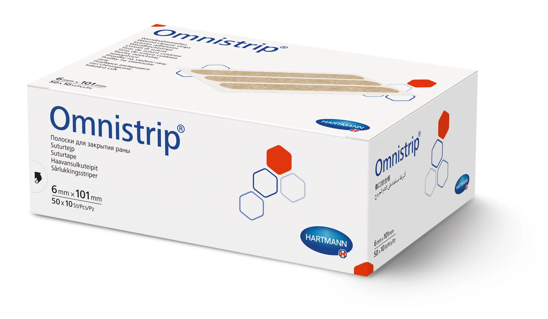 Omnistrip steril, Hartmann - Hypoallergene Wundnahtstreifen aus hautfarbenem Vliesstoff