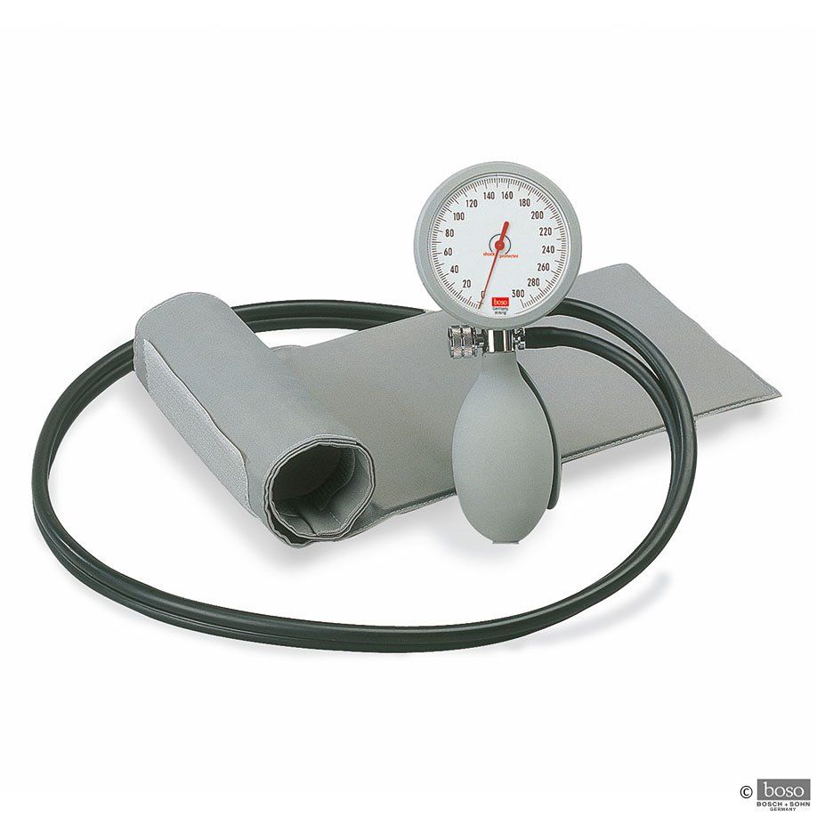 Boso K II Blutdruckmessgerät Ø 60 mm mit Klettmanschette - Inkl. Beutel, grau
