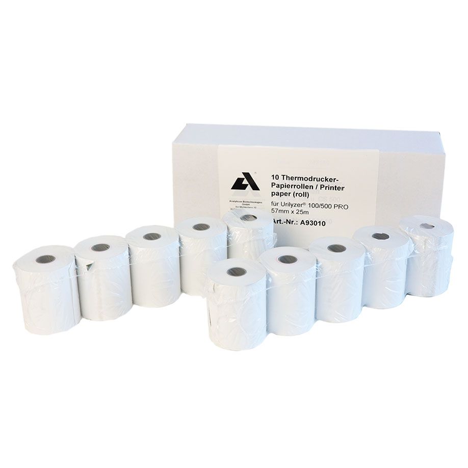 Thermodrucker-Papierrollen für Urilyzer100 Urin-Analysegerät - 10 Rollen á 57 mm x 25 m