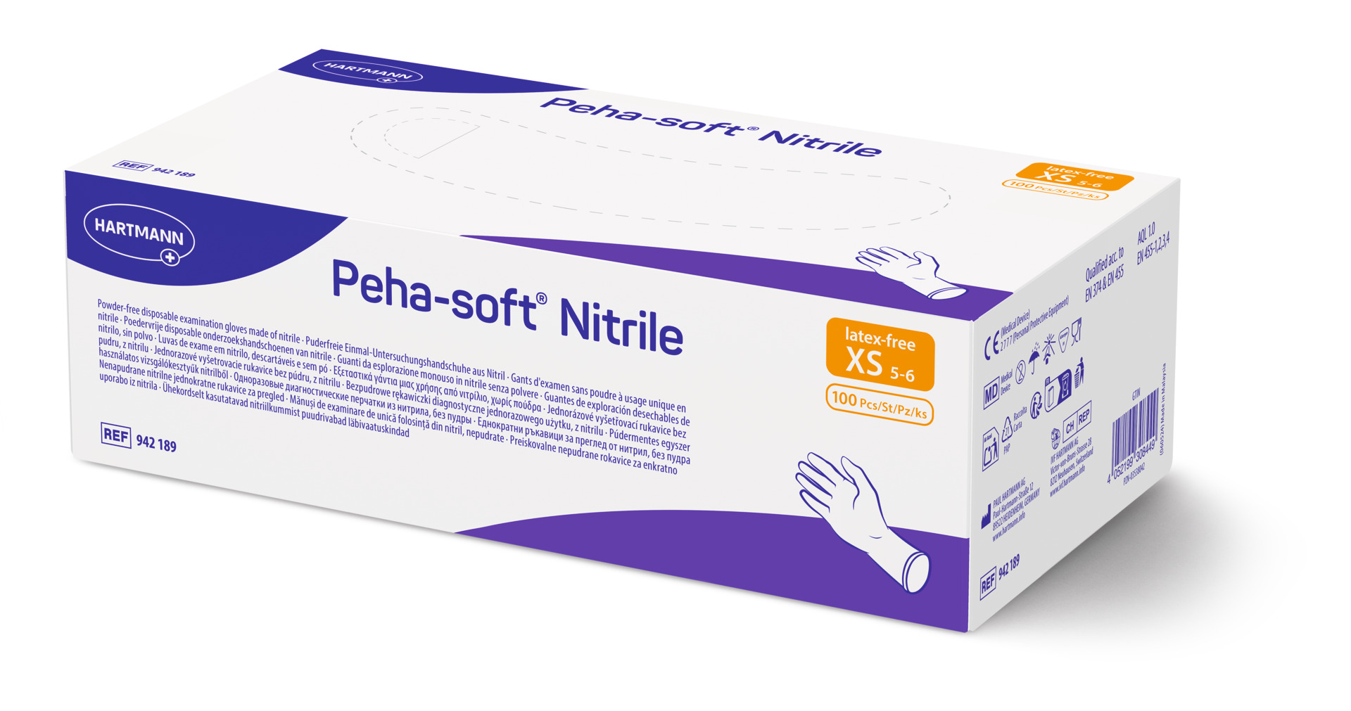 Hartmann Peha-soft Nitrile - Puderfreie und latexfreie Untersuchungshandschuhe Unsteril
