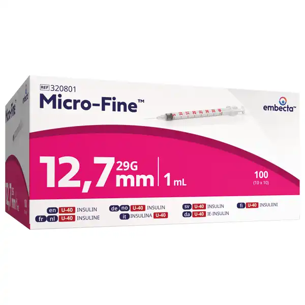 Embecta Micro-Fine Insulinspritzen - sterile Einmalspritze mit eingeschweißter Kanüle