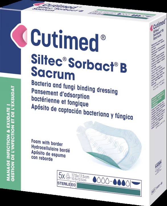 Cutimed Siltec Sorbact B Sacrum - Schaumverband Antimikrobiell und Hochabsorbierend