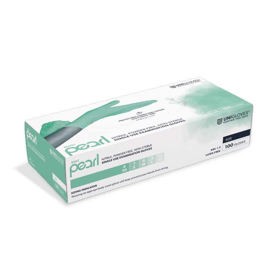 Nitrilhandschuhe MINT PEARL - unsterile, puderfreie Untersuchungshandschuhe