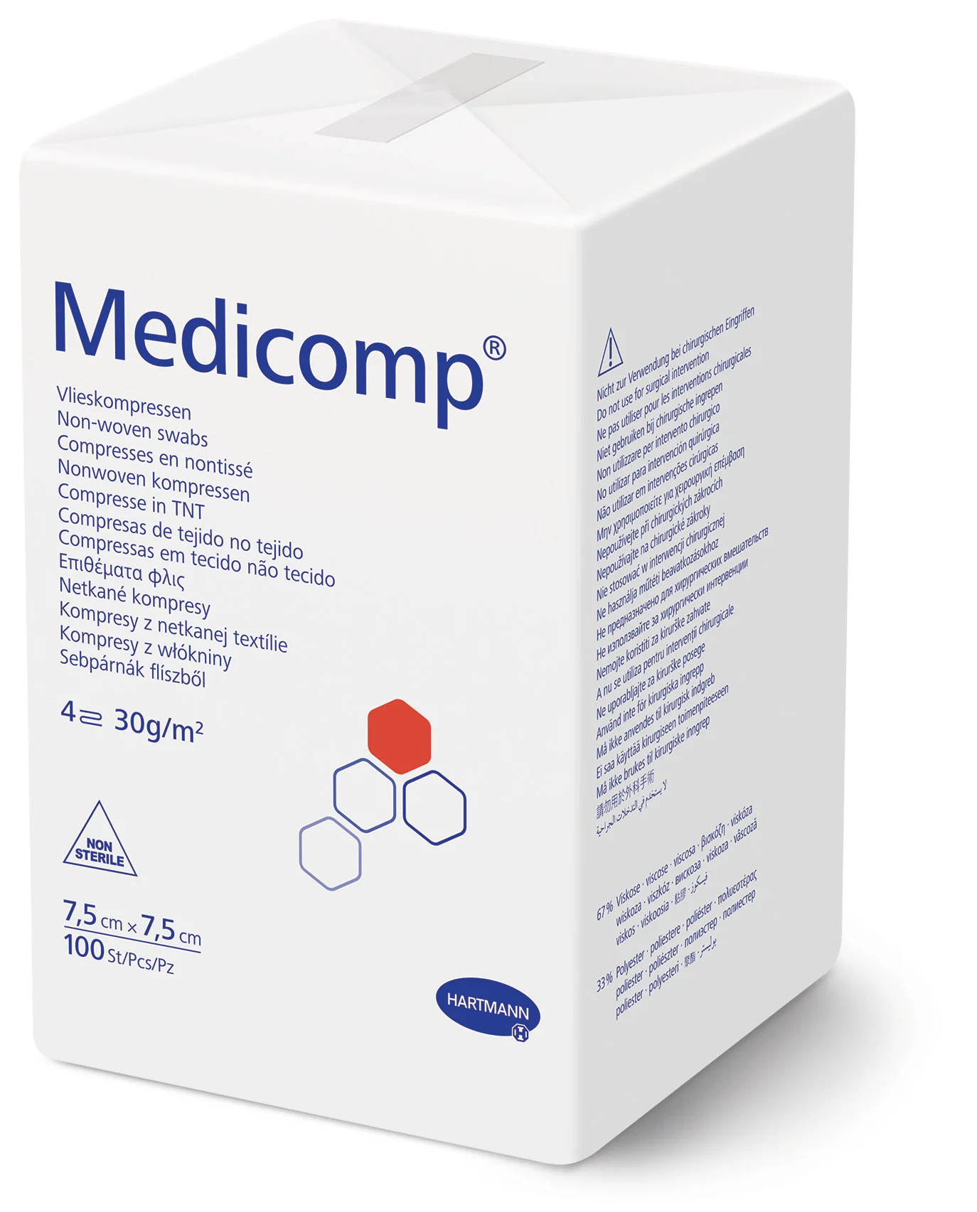 Hartmann Medicomp unsteril - saugfähige Vlieskompressen 67-70% Viskoseanteil
