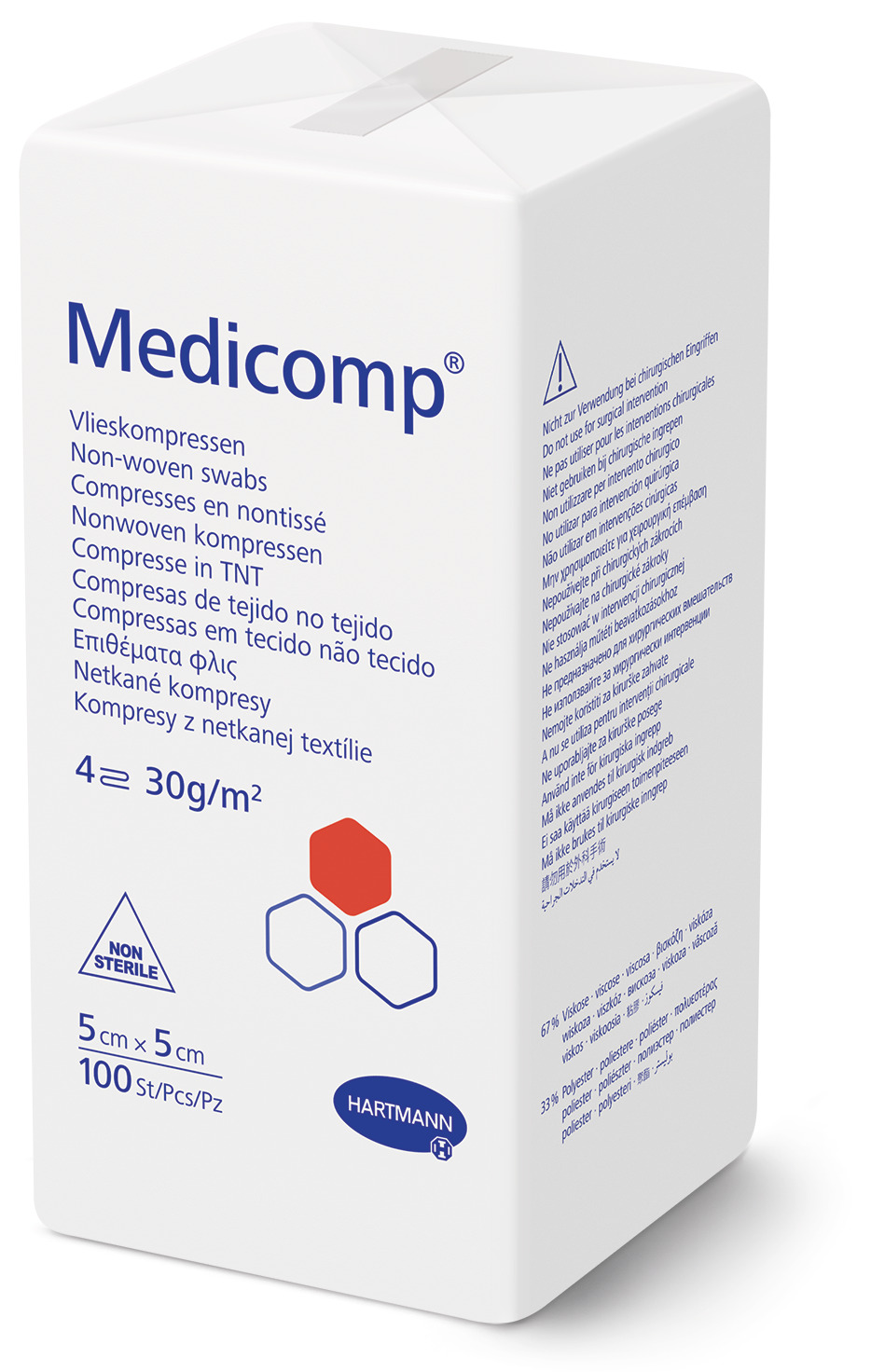 Hartmann Medicomp unsteril - saugfähige Vlieskompressen 67-70% Viskoseanteil