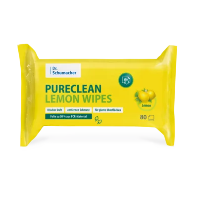 Pureclean Lemon Wipes, feuchte Allzwecktücher - 80 Tücher