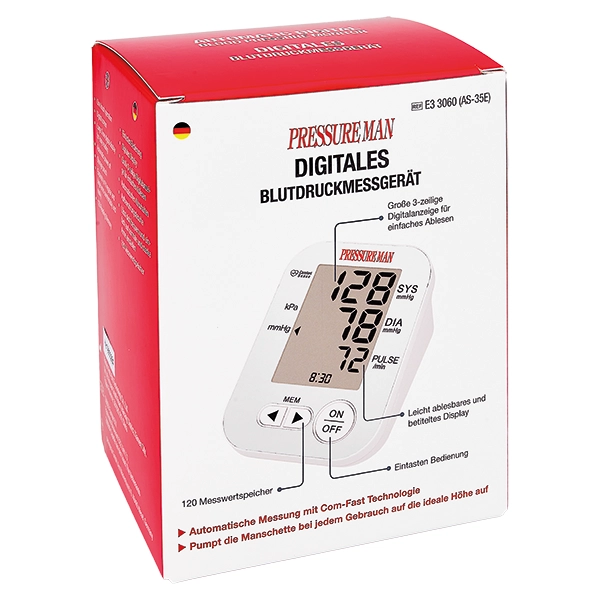 Pressure Man Digital - Vollautomatisches Blutdruckmessgerät mit Oberarm-Klettmanschette